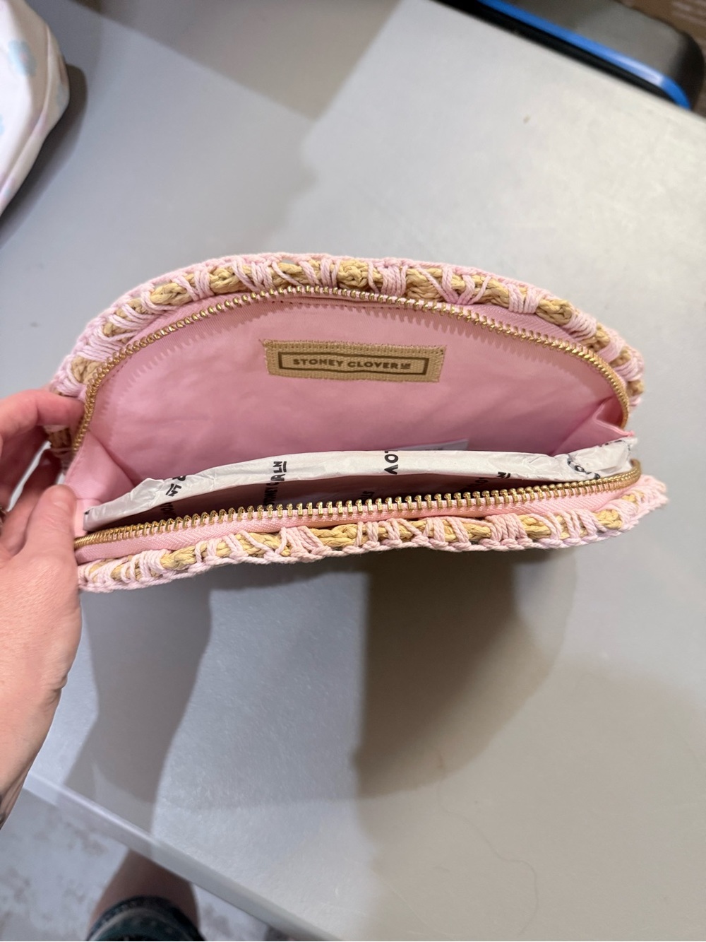Stoney Clover Lane Straw Shell Pouch - Picture 3 of 3